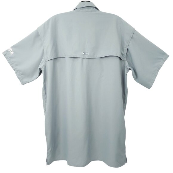 Drake Performance Fishing Button Front Shirt Mens Size S Gray Short Sleeve - Picture 2 of 16
